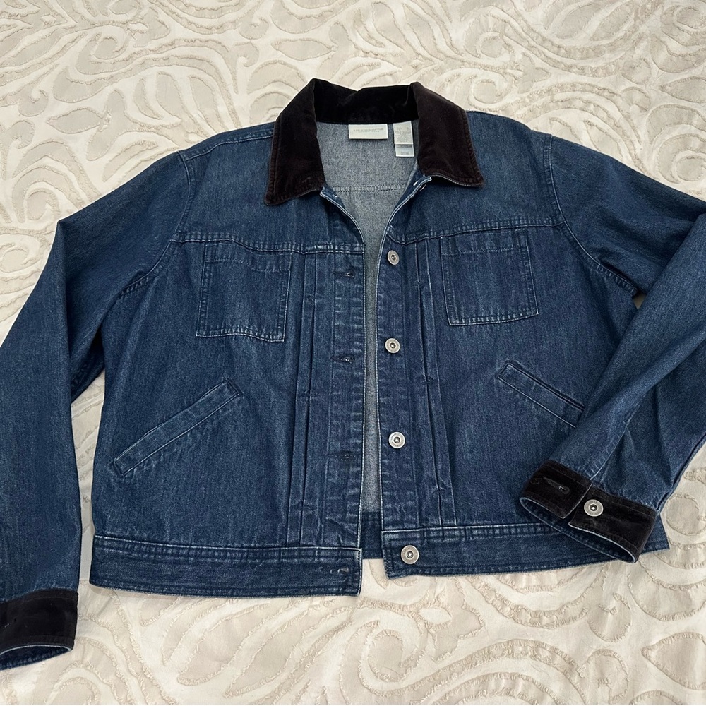 Women’s Denim Jacket with Black Velvet Accents